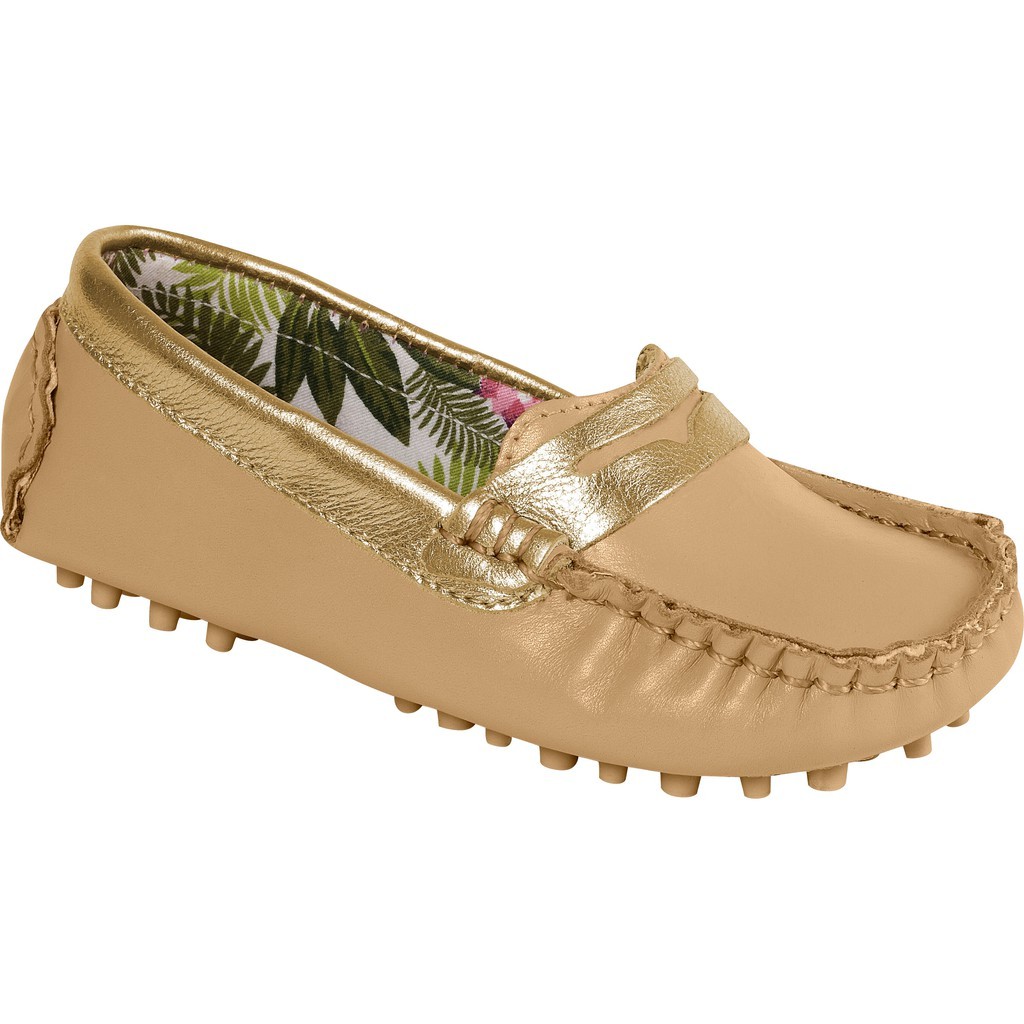 Mocassim em Couro Atanado Legítimo – Infantil Feminino com Detalhe de Gravata