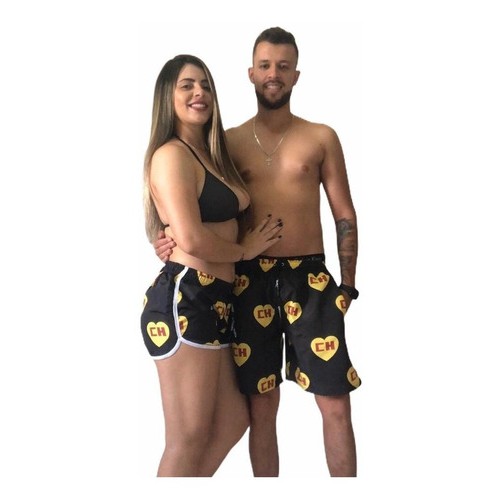 Bermuda Moda Praia Conjunto 2 Peças Kit Casal Nam