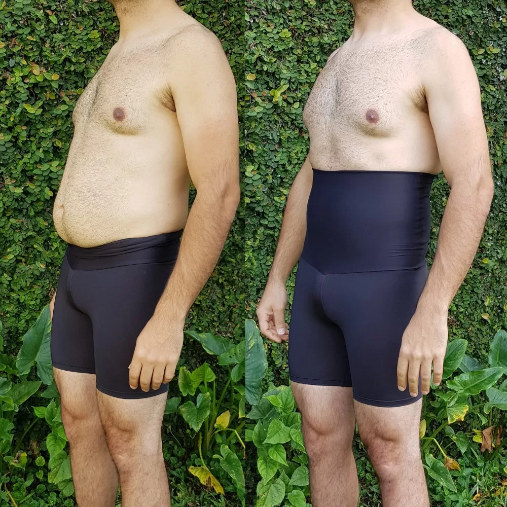Bermuda Masculina Cinta Modeladora de Compressão Forte de Alta Performance Cós Alto