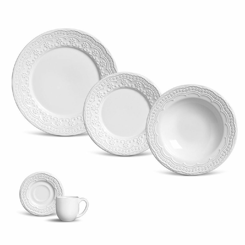 Aparelho De Jantar 20 Pçs Madeleine Branco Porto Brasil