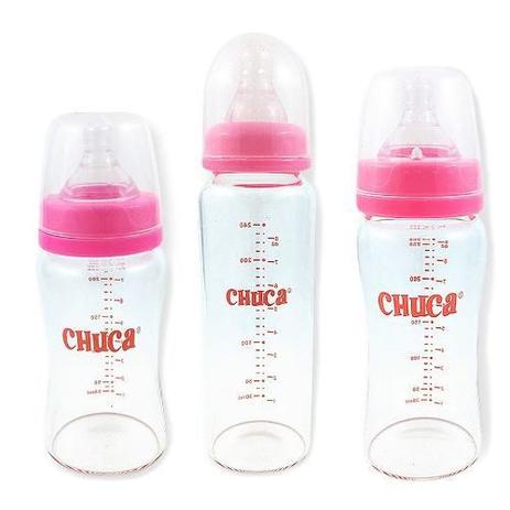 KIT 3 MAMADEIRAS VIDRO BICO SILICONE CHUCA BABY  &