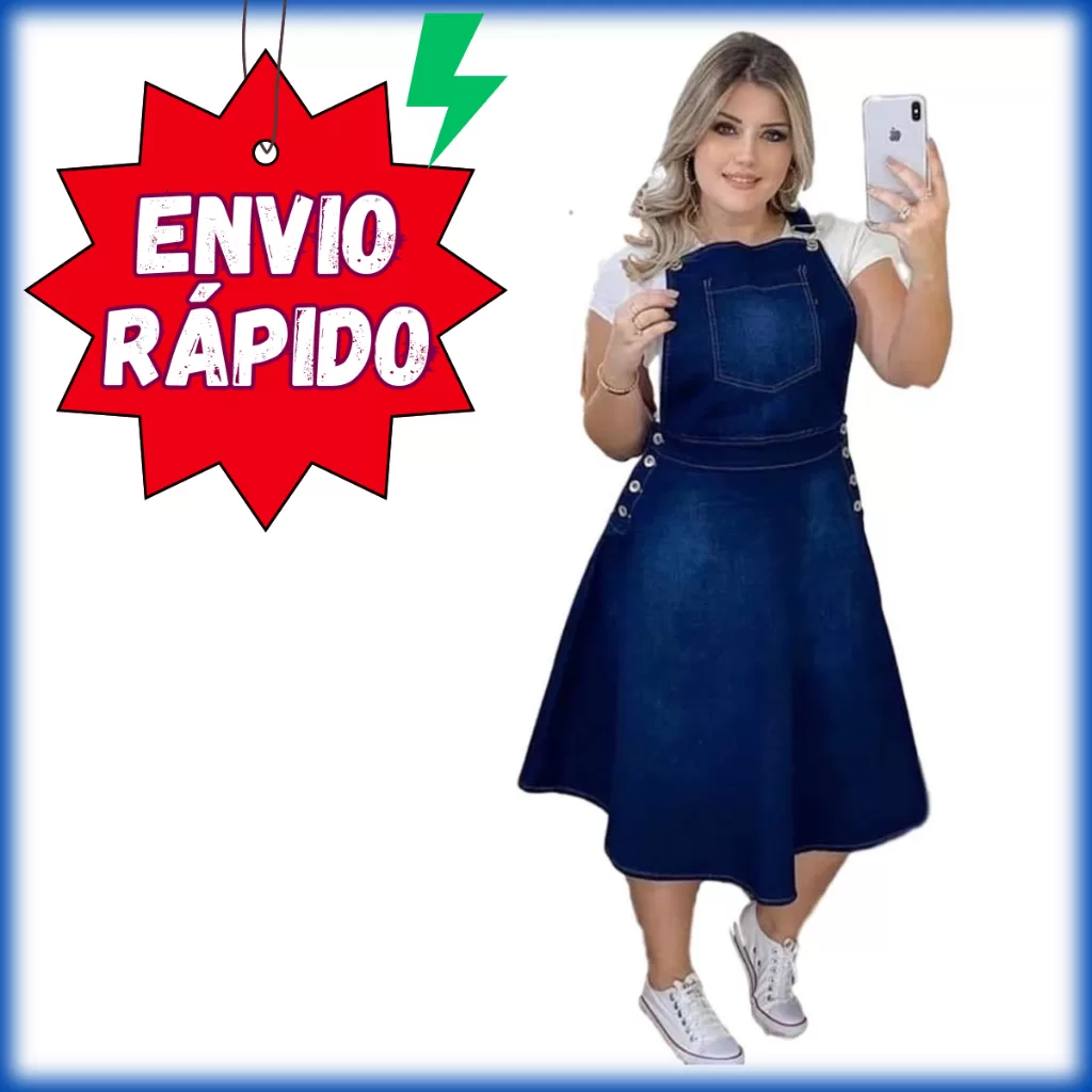 Jardineira Evangelica Jeans Salopete Vestido Rodado Cristã