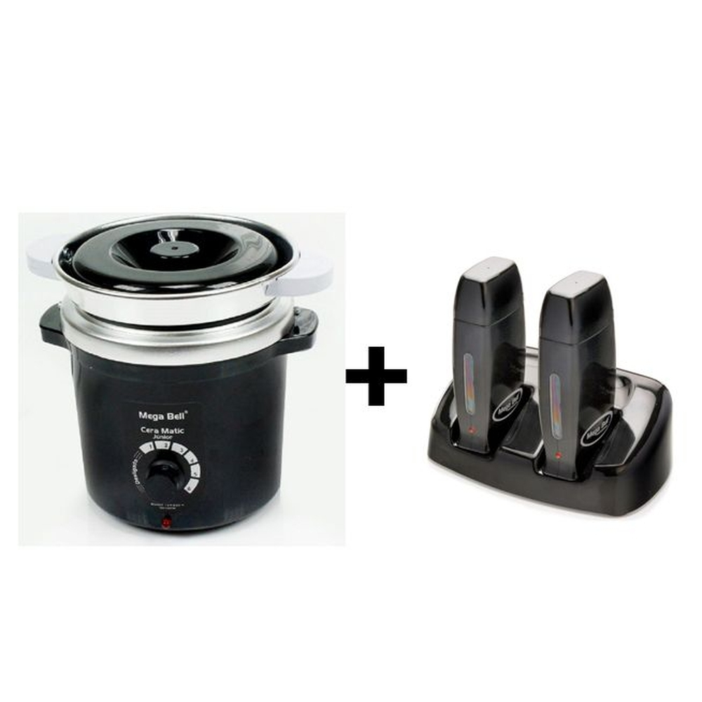 Termocera Preta +refil 400g +base Dupla +rollon Preto Mega