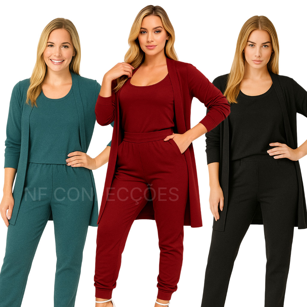 Conjunto Trio três peças Cardigan NF