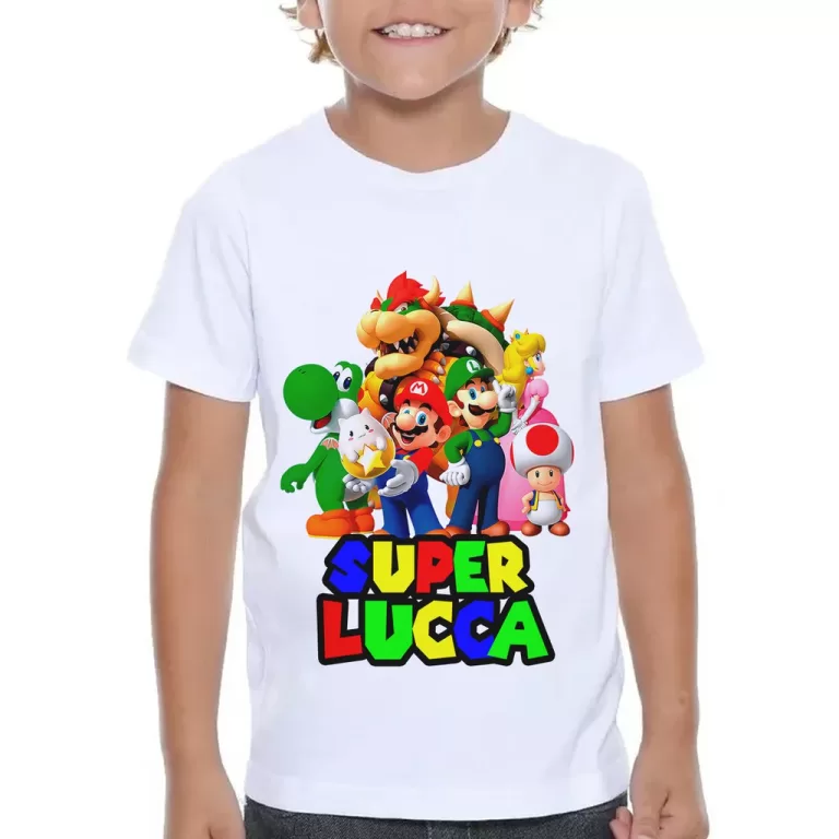 Camiseta infantil Mario Bros Personalizada com Nom