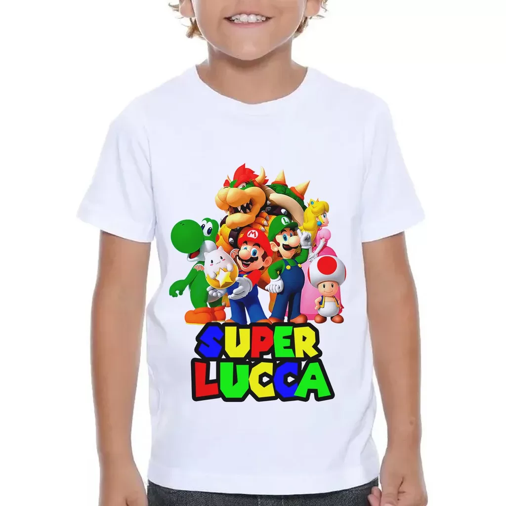 Camiseta infantil Mario Bros Personalizada com Nome