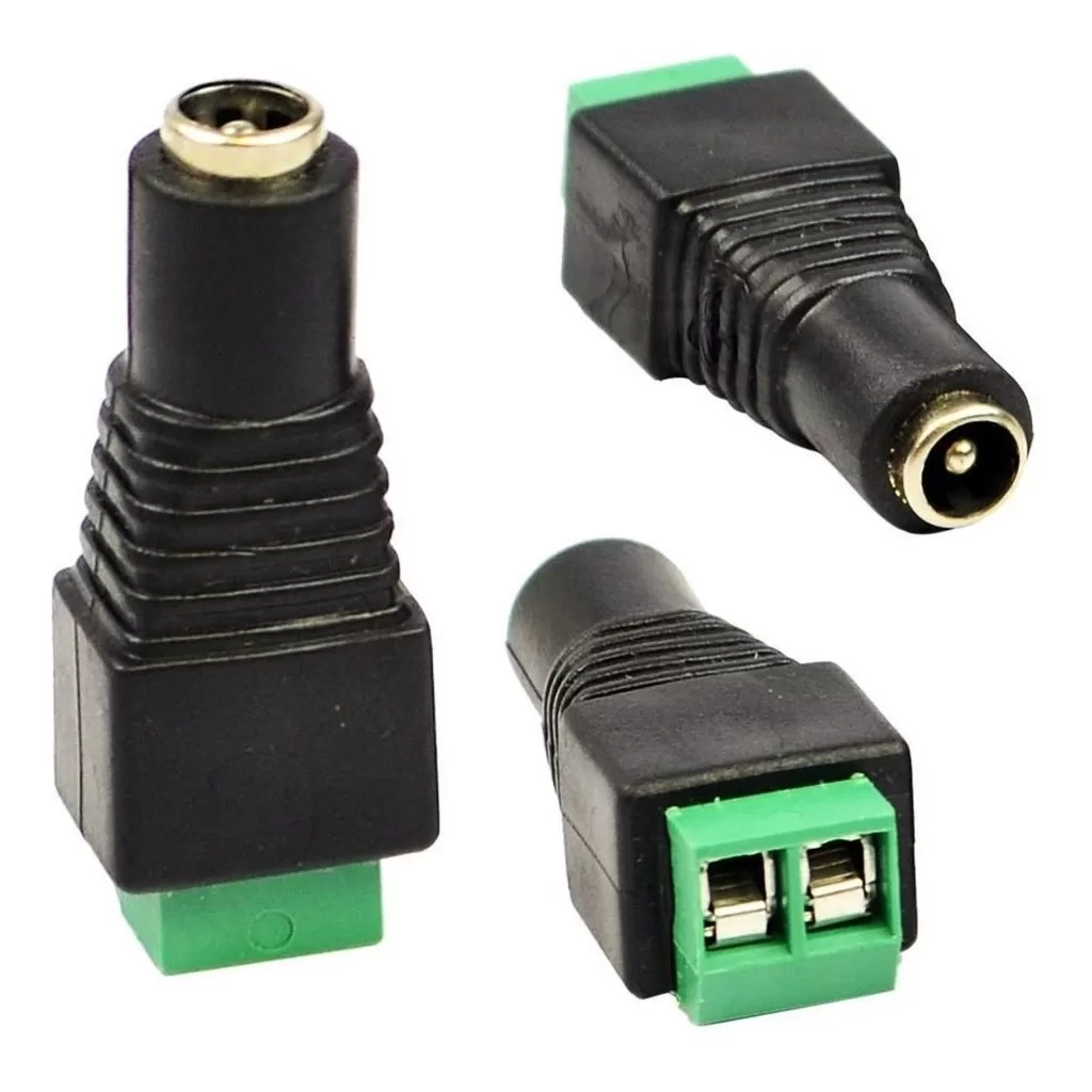 Conector Plug P4 Fêmea de Parafuso. Plug P4 F: 2,1 x 5,5 x 14mm. Adaptador Borne KRE De Alimentação