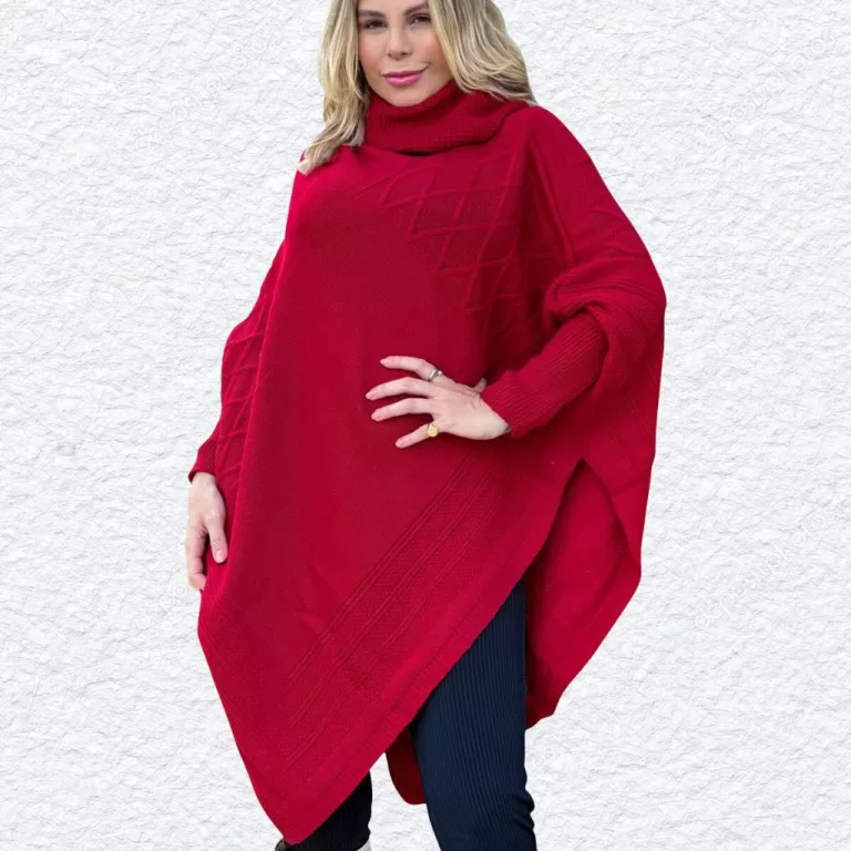 Blusa de Inverno Tricô – Poncho Estilo Pala