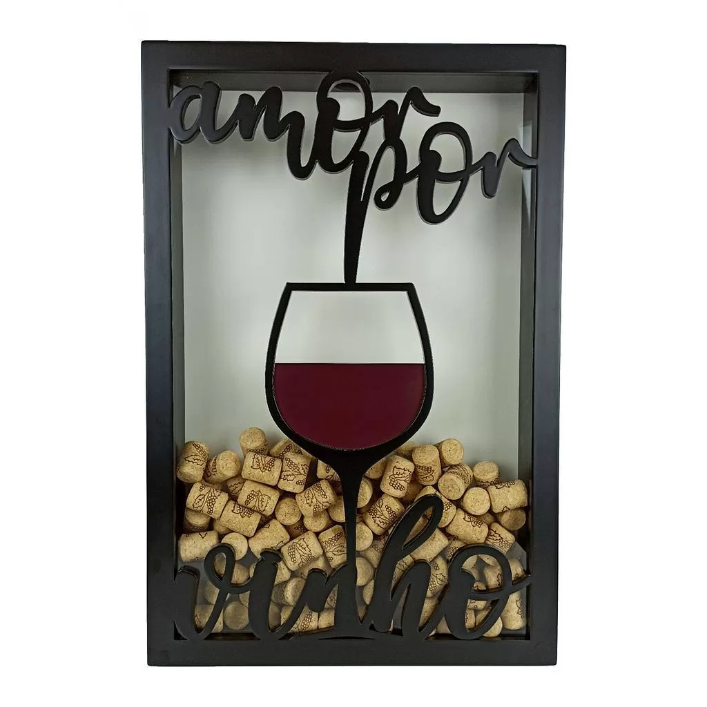 Quadro Porta Rolhas  – Amor Por Vinho – 250 Rolhas 35 x 52