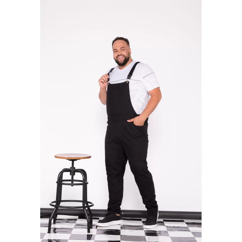 Macacão Masculino Preto Sarja Plus Size Color