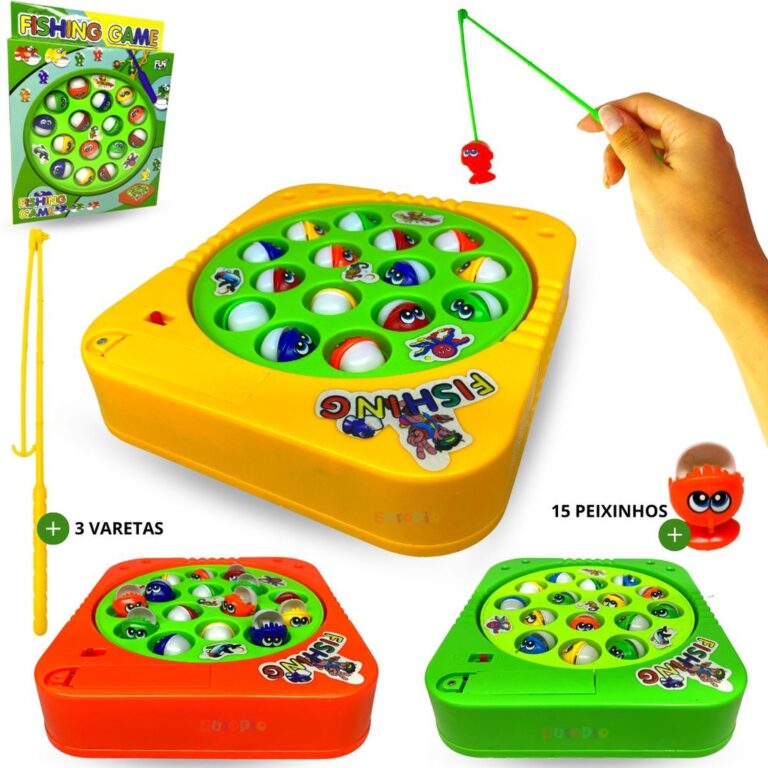 Pescaria De Brinquedo Com 3 Varas Pega Peixe Pesca