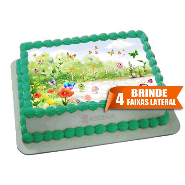 Papel arrroz jardim encantado 20x30cm para Bolos d