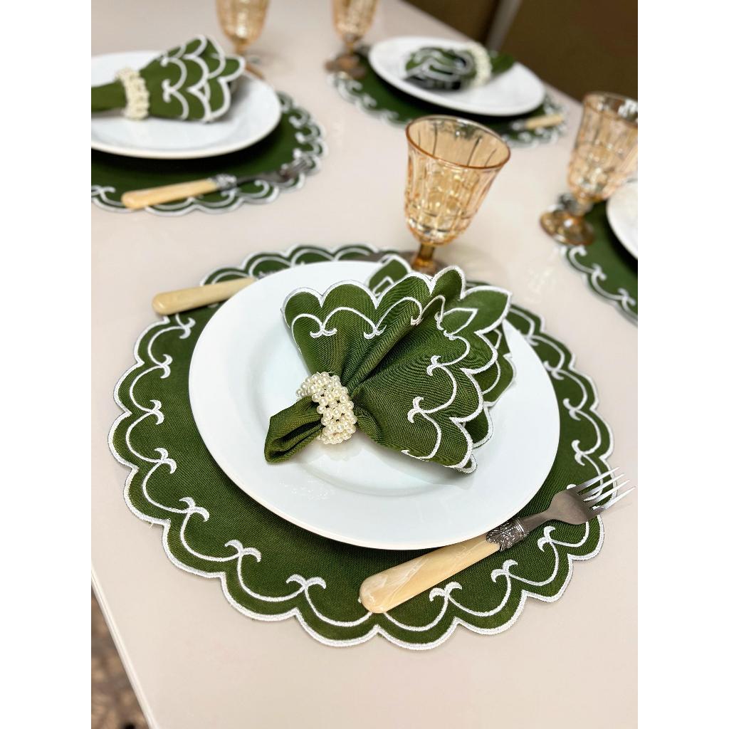 Kit Jogo Americano 8 Pçs Souplats Mesa De 4 Lugares Mesa Posta Porta Guardanapo Supla Sousplat
