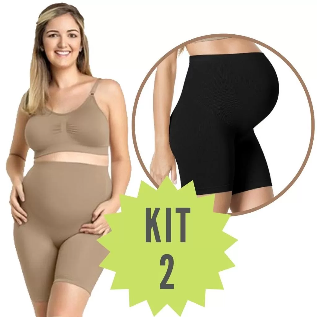Kit 2 Calça Boxer Bermuda Feminina Adulto Short para Gestante Evita Atrito Sustentação Sem Costura
