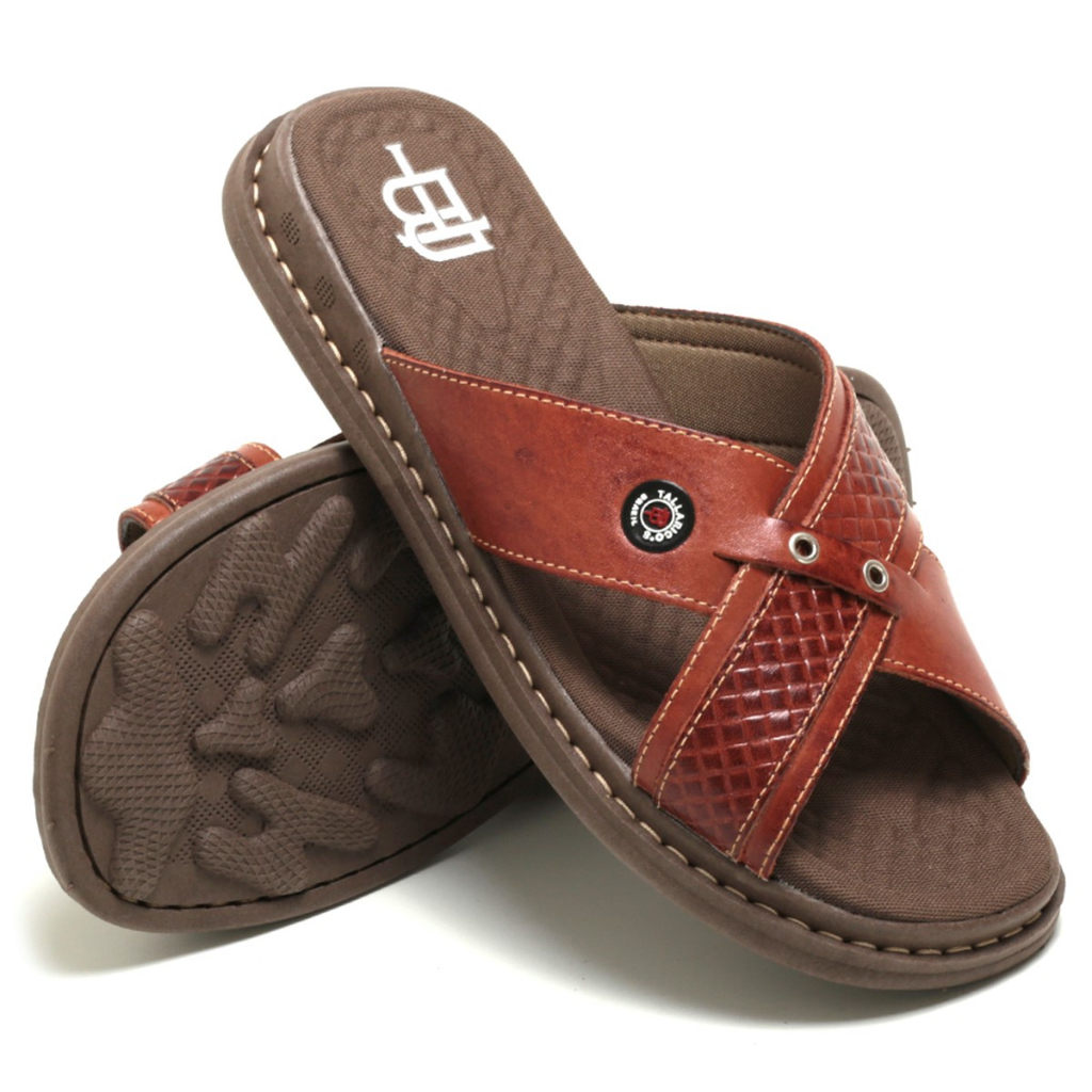 Sandália Antistress Chinelo Masculino Ortopédico Couro 1006