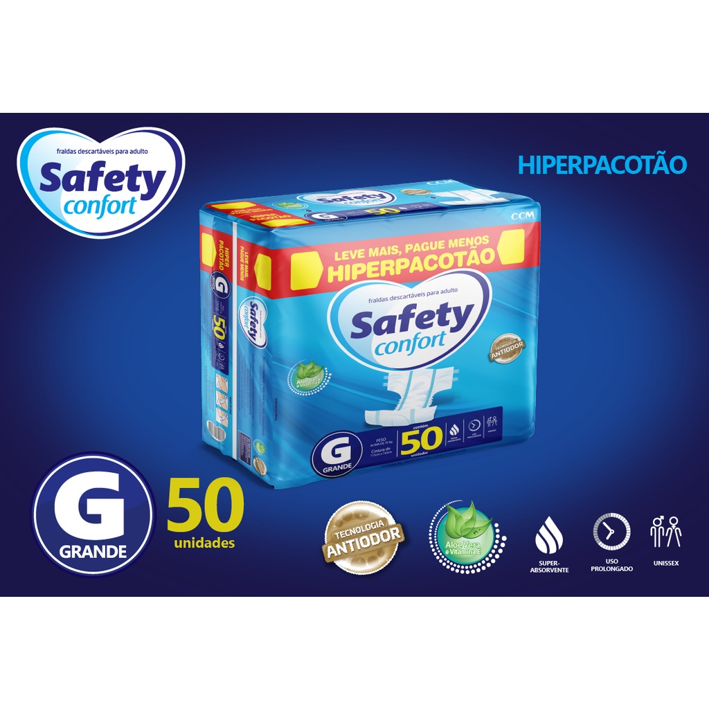 FRALDA GERIATRICA SAFETY CONFORT G 50 un