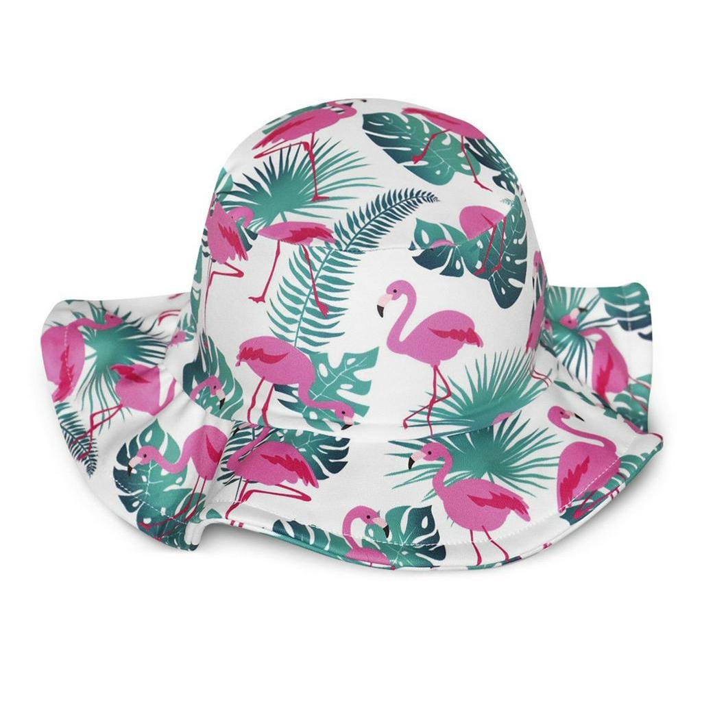 Chapéu Bebê Praia Flamingos Folhas MiniBoo Proteção Solar 50+