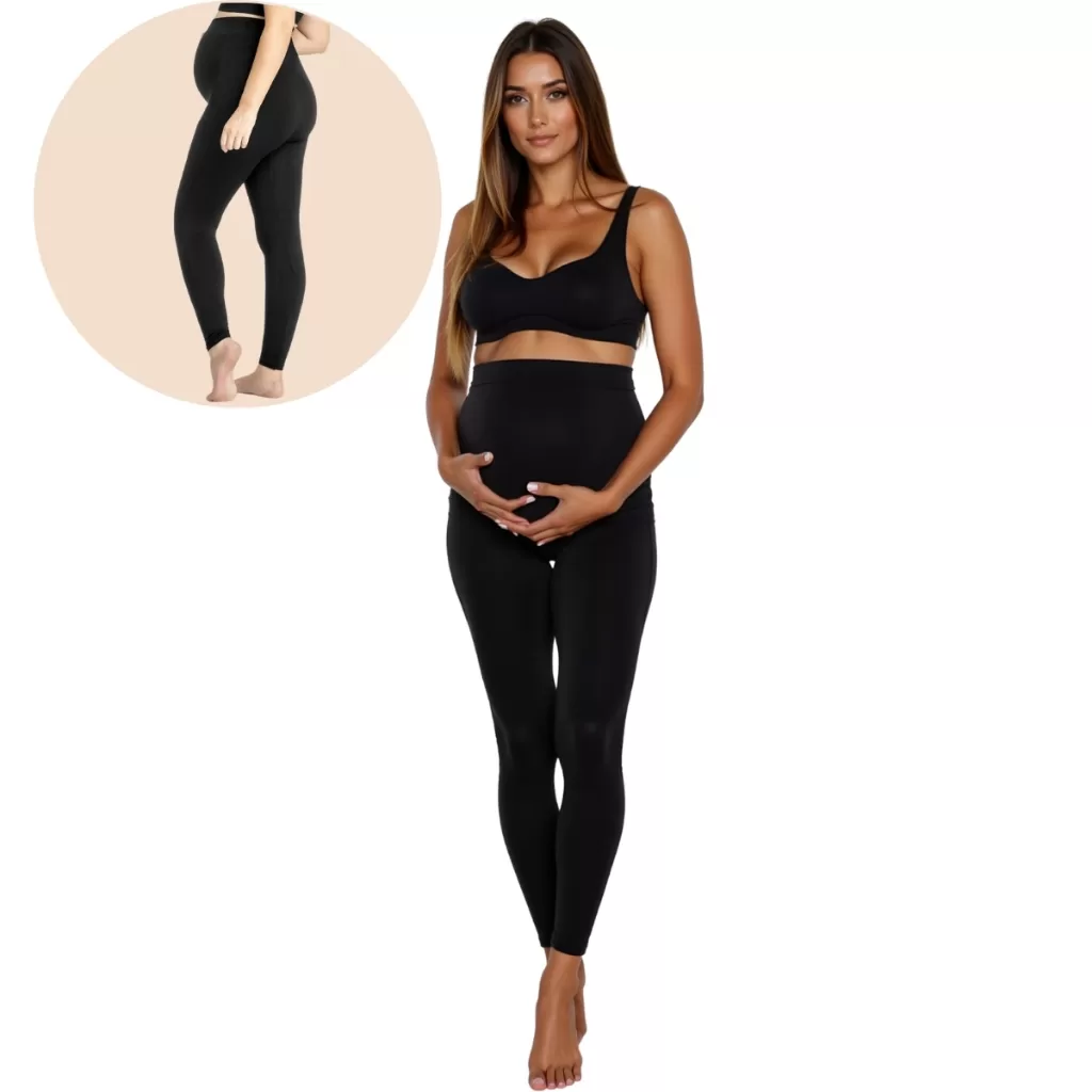 Calça Legging Gestante Grávida Maternidade Cintura Alta Leg Preta Mãe Conforto