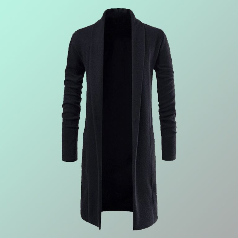 Cardigan Masculino Manga Longa Assimétrico Estilo