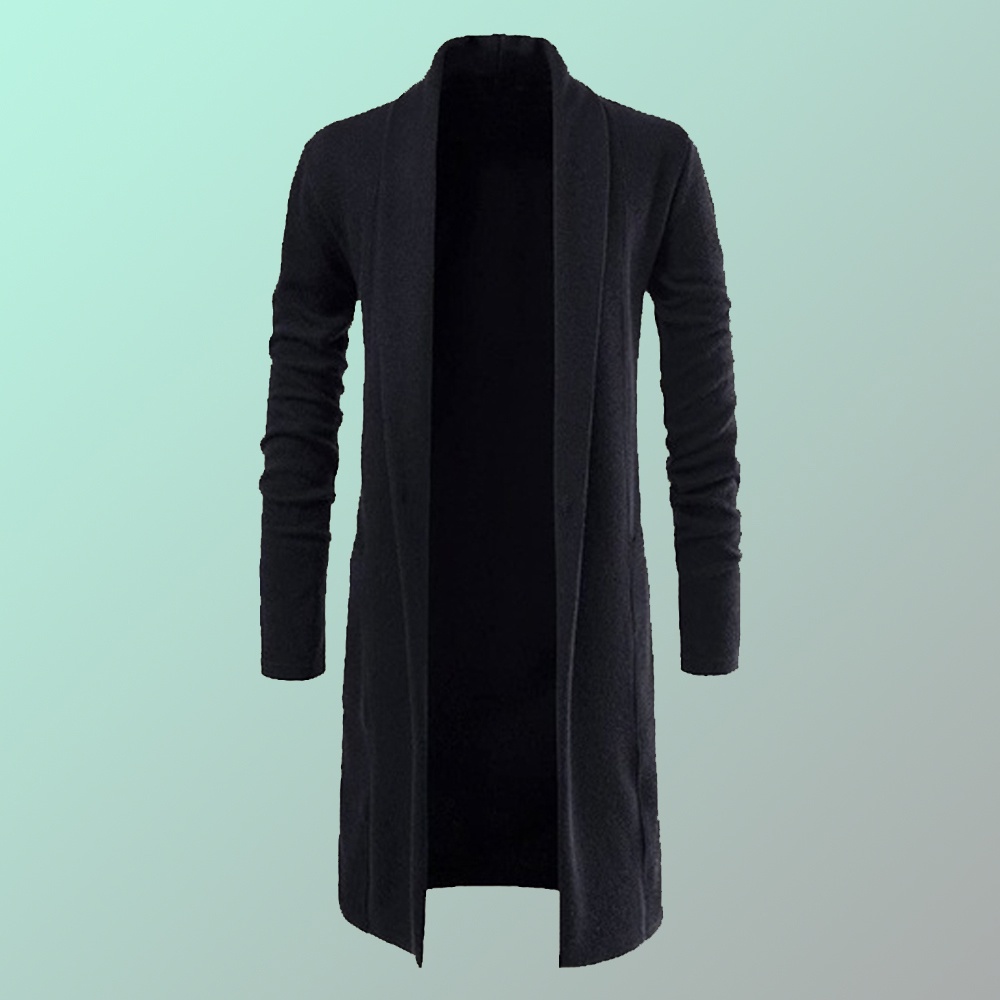 Cardigan Masculino Manga Longa Modelo Assimétrico