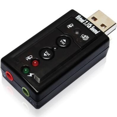Placa De Som 7.1 Adaptador Usb Com Conector P2 Par
