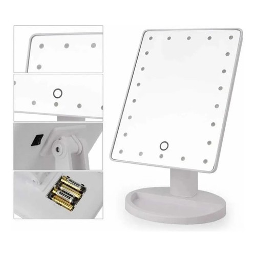 Espelho 16 Leds De Mesa Maquiagem Rotação Touch 