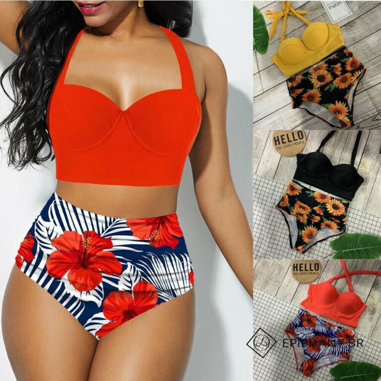 Conjunto De Biquíni Feminino Com Bojo/Cintura Alt