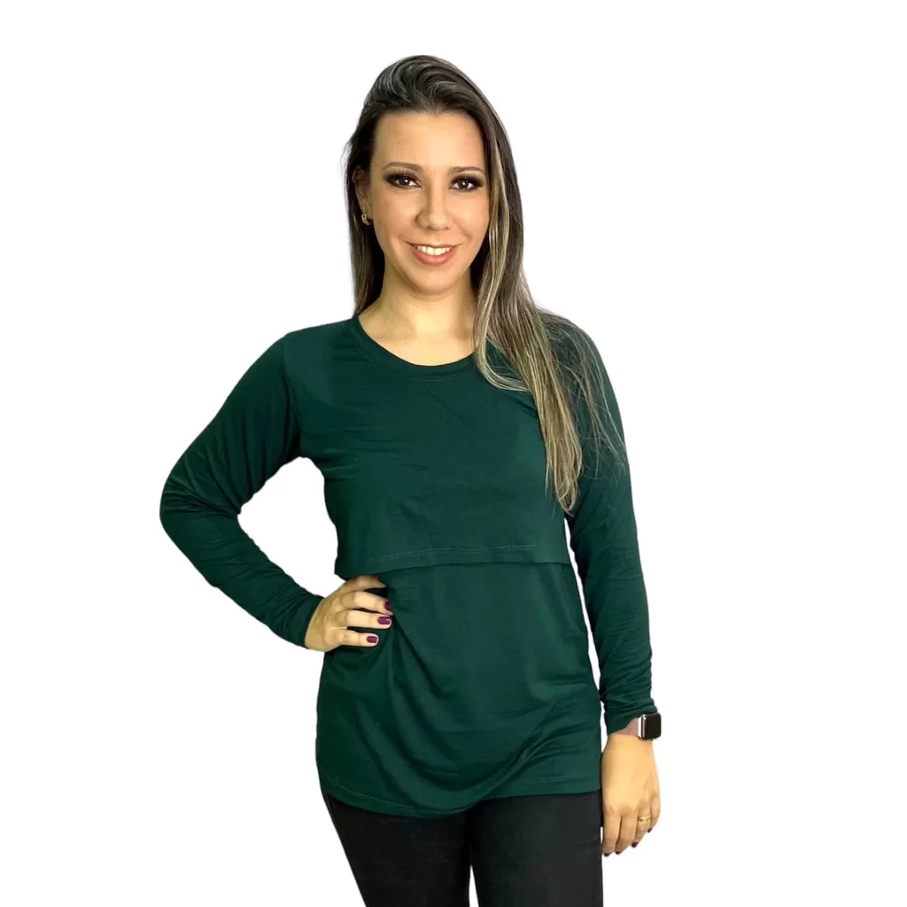 Blusa manga longa amamentação