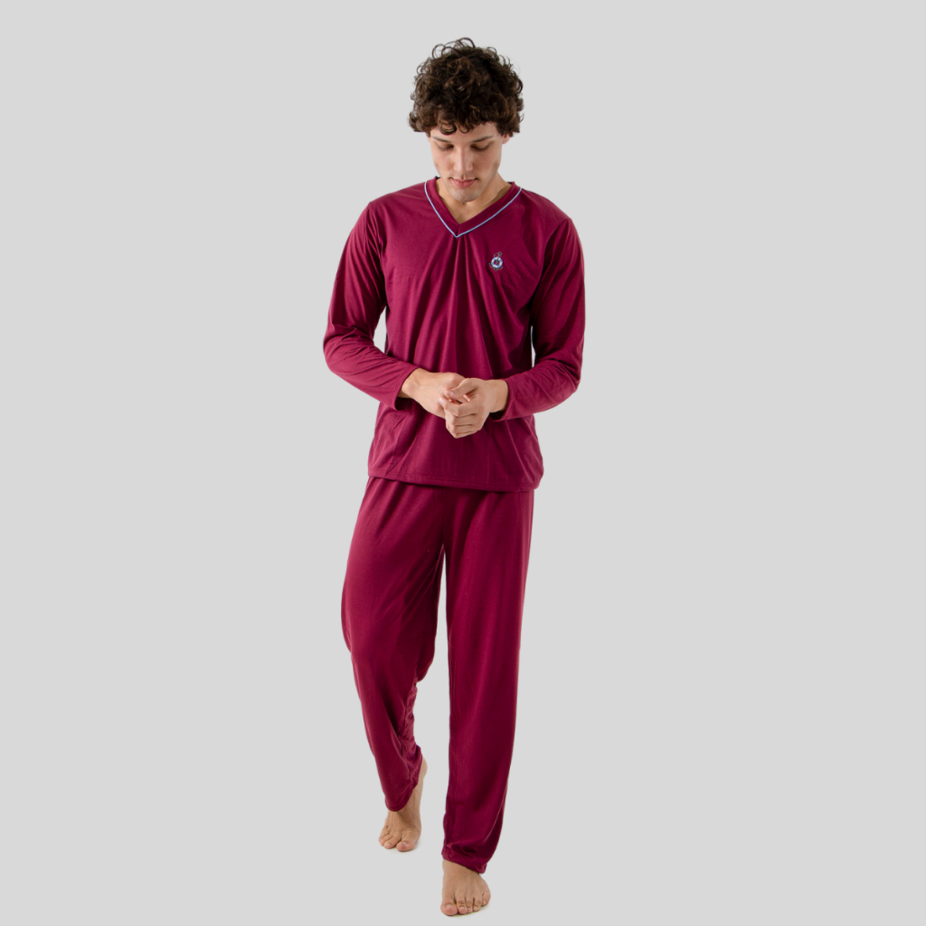 Pijama Masculino Longo Adulto Linha Noite Malha Inverno