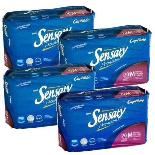 KIT 4 FRALDAS GERIATRICA SENSATY M  – 20 uni