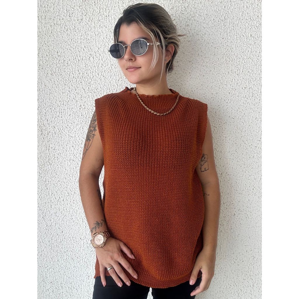 Colete Feminino Fang Tricô Outono Inverno Tricot Versátil