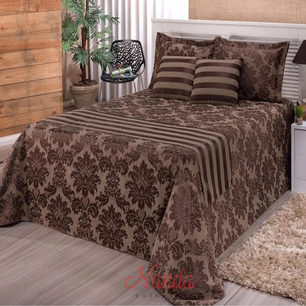Cobre Leito Jacquard Casal Box 7 Peças + Xale
