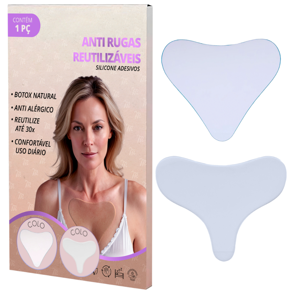 Adesivo Silicone Anti Rugas Peito Reutilizável para Rugas do Decote Muy Bela Pad Marca Colo Seios An