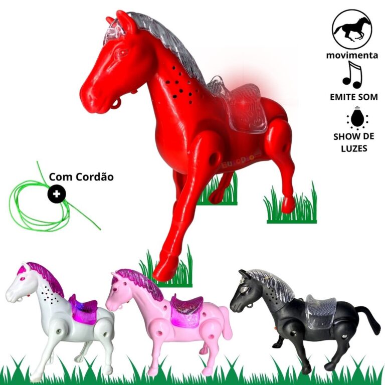 Cavalo De Brinquedo C/ Som E Luz Musical Anda Anim