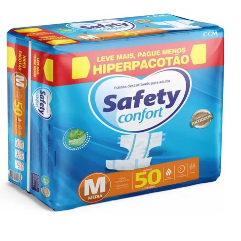 FRALDA GERIATRICA SAFETY CONFORT M 50 un