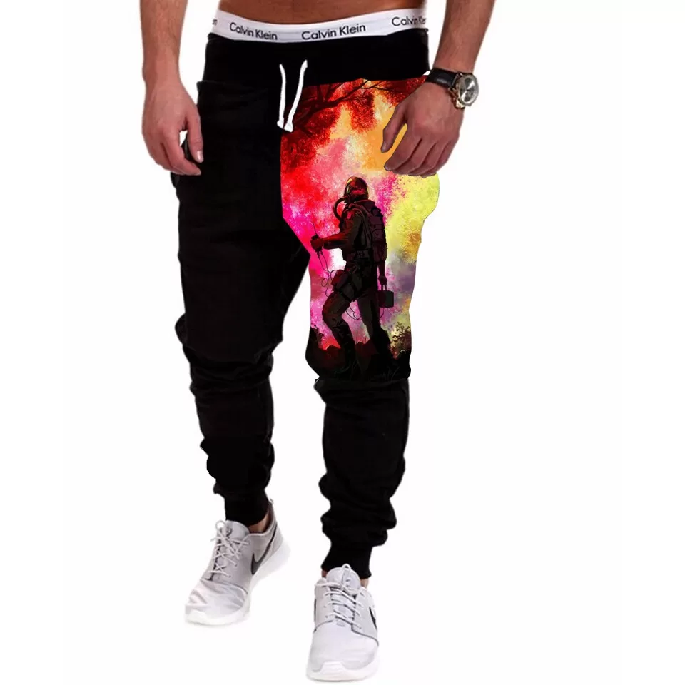 Calça Masculina de Moletom Estampada Por Sublimação Astronauta Fundo Fumaça Colorida A158