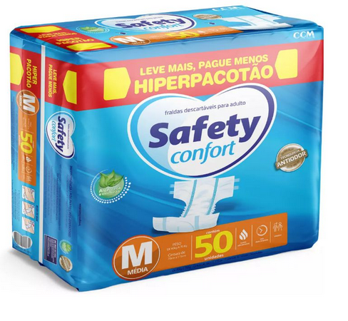 KIT 3 FRALDA GERIATRICA SAFETY CONFORT M 50 = 150 