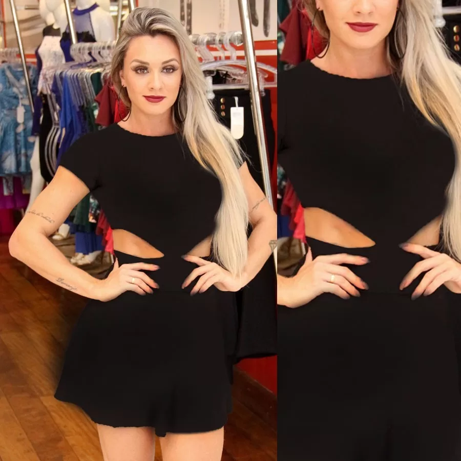 Roupas Femininas Vestido Curto Panicat Juju Godê Rodado