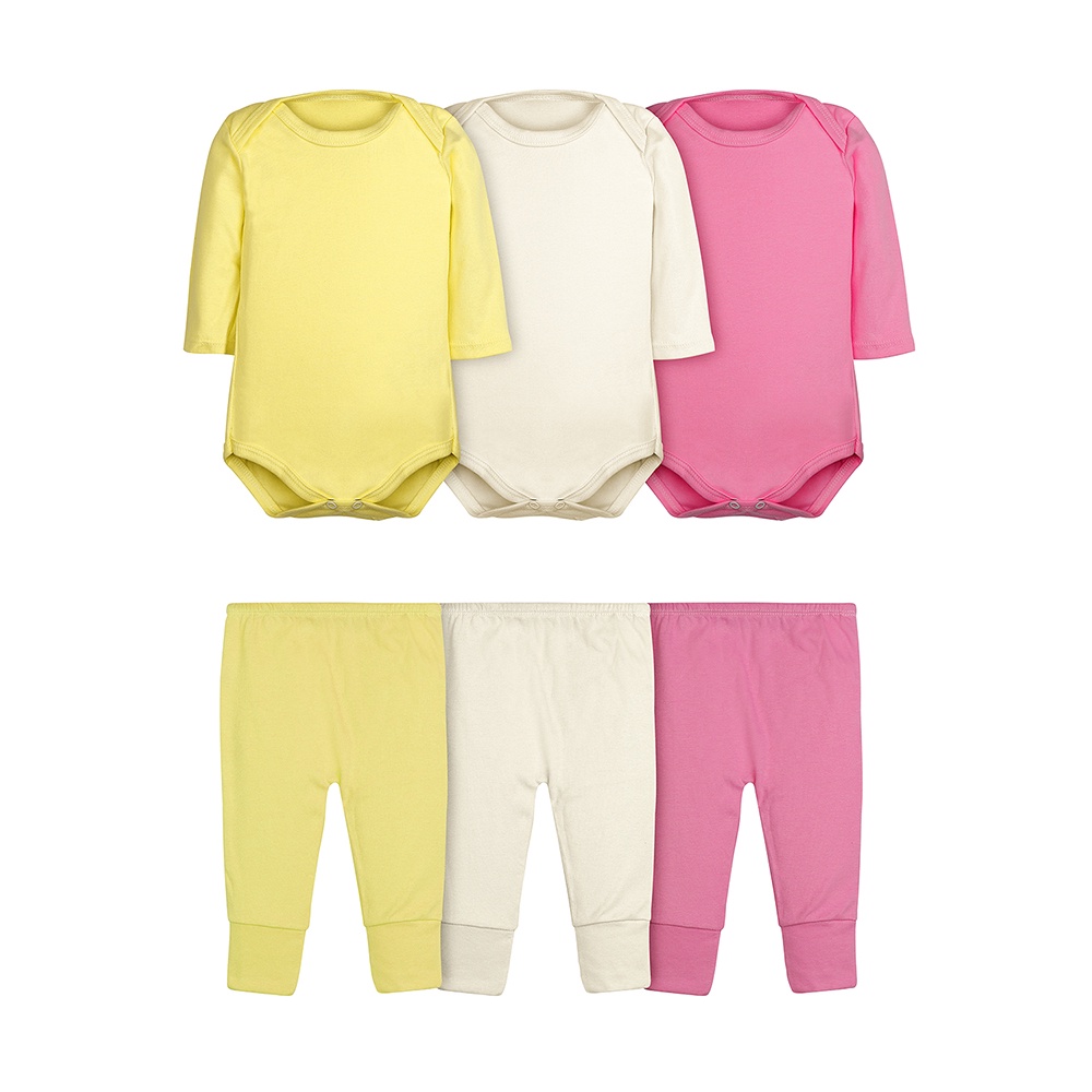 Body Bebê e Calça Mijão Kit 6 Peças Manga Longa Feminino Roupinha de Bebê