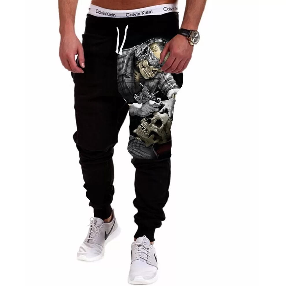 Calça Masculina de Moletom Estampada por Sublimação Caveira Tatoo Swag A124