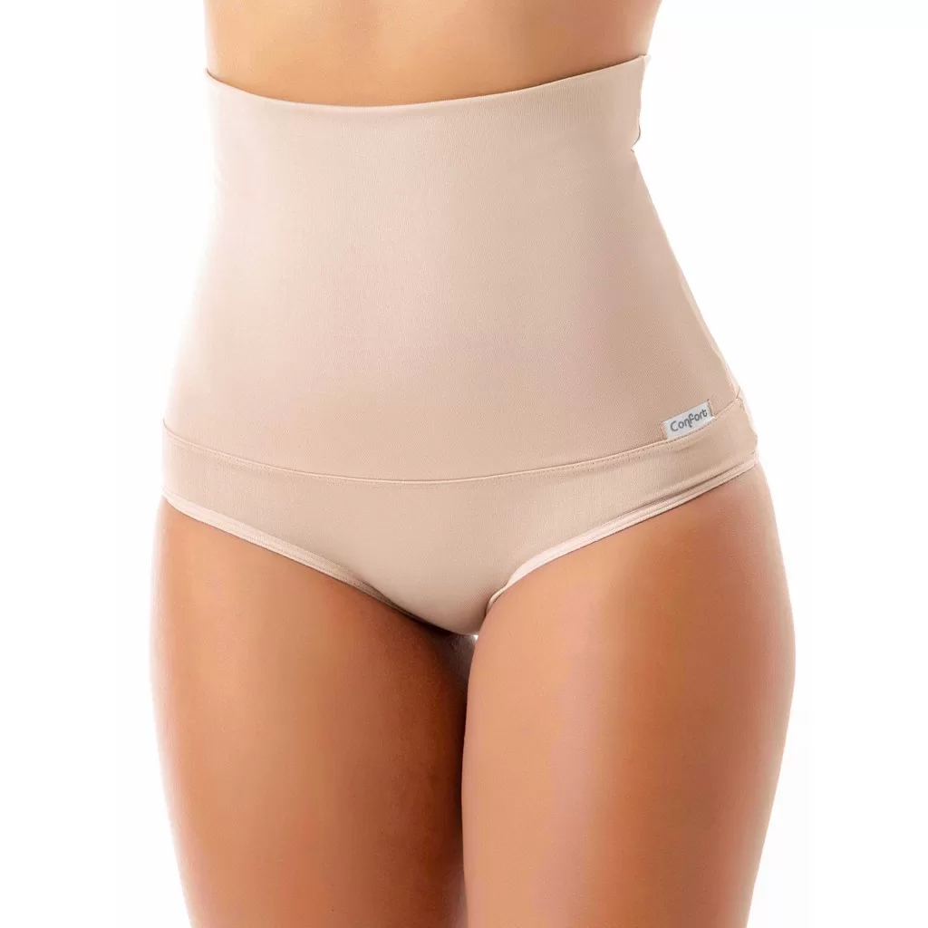 Kit 5 Calcinhas Cinta Modeladora Pós Parto Compressão Seca Barriga Cós Alto Redutora De Medidas