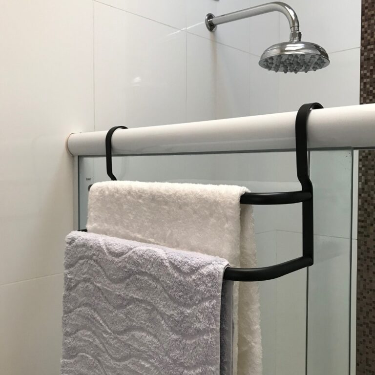 Porta Toalhas Duplo Toalheiro Para Box Preto Fosco