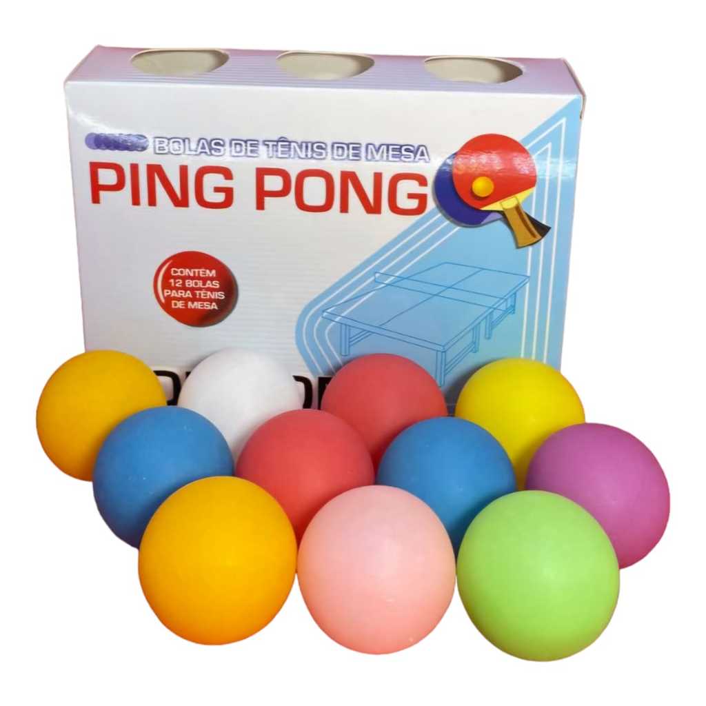 Caixa Com 12 Unidades Bolas / Bolinhas De Ping Pong Coloridas – Tênis de Mesa