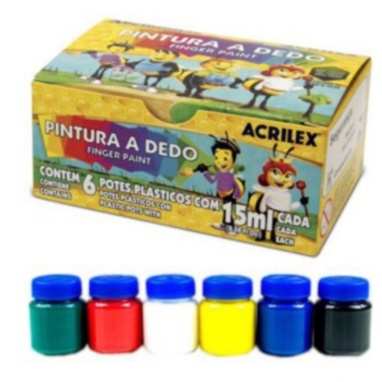 Pintura a dedo com 6 core 15 ml da  ACRILEX ABELIN