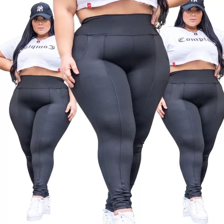 Legging Plus Size Grossa Com Bolso Faca do P ao G4