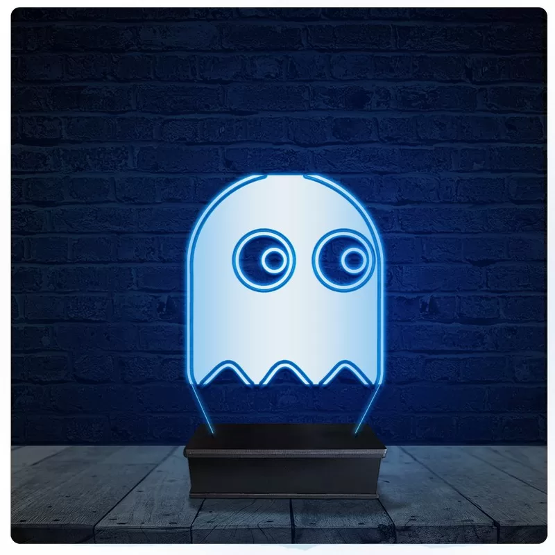 Luminária Led Acrilico Abajur – Fantasma Pac-Man Jogo