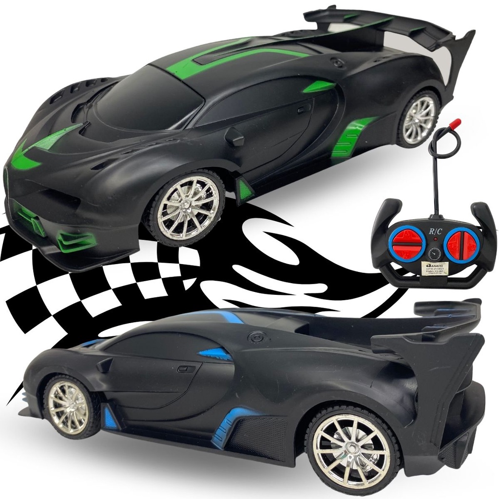 Carrinho De Controle Remoto Preto Rápido Com Farol Led