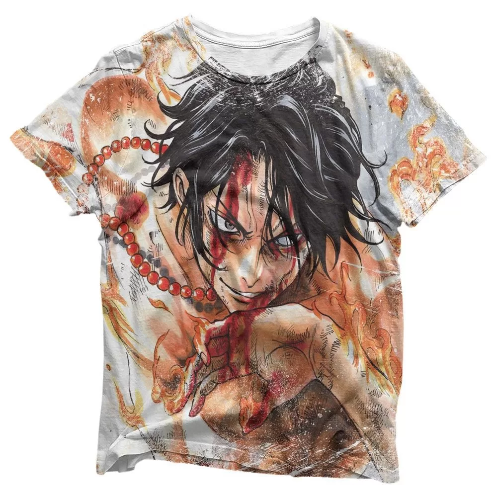 Camisa Portigas D. Ace Sangrando – Camisas One Piece Estampa Total
