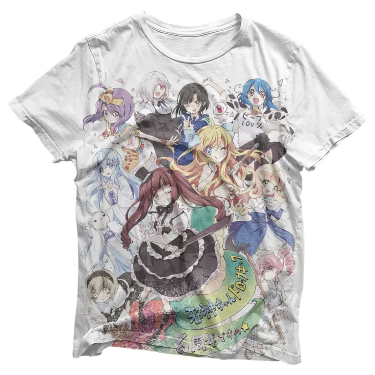 Camisa Jashin-chan Dropkick Personagens Raglan 