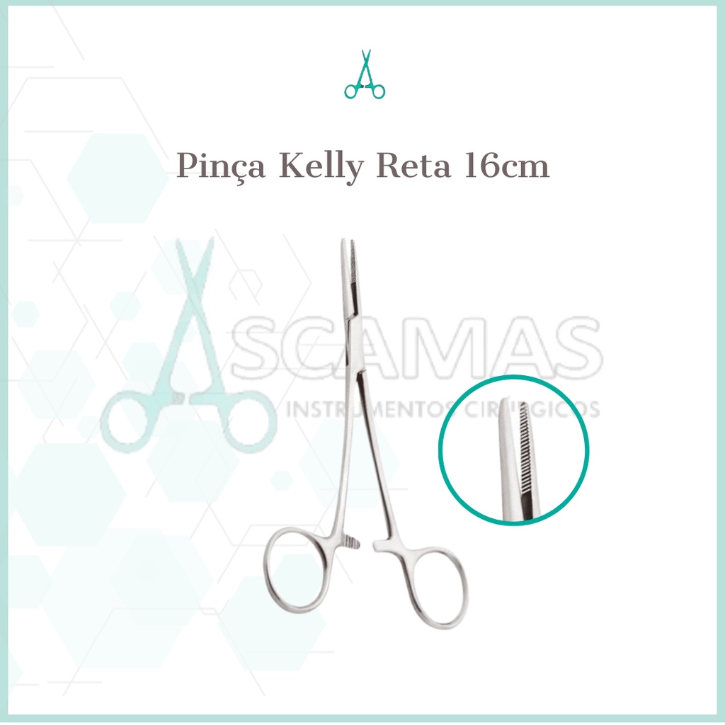 PINÇA KELLY 16 CM RETA (HEMOSTATICA)
